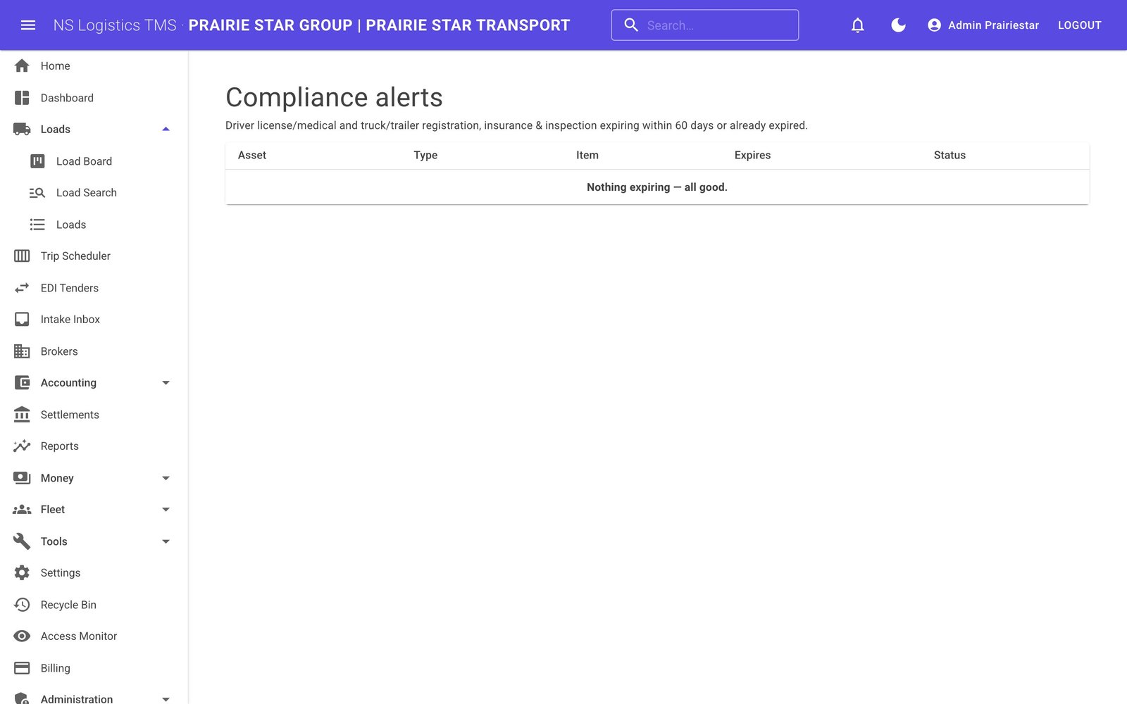 Compliance page